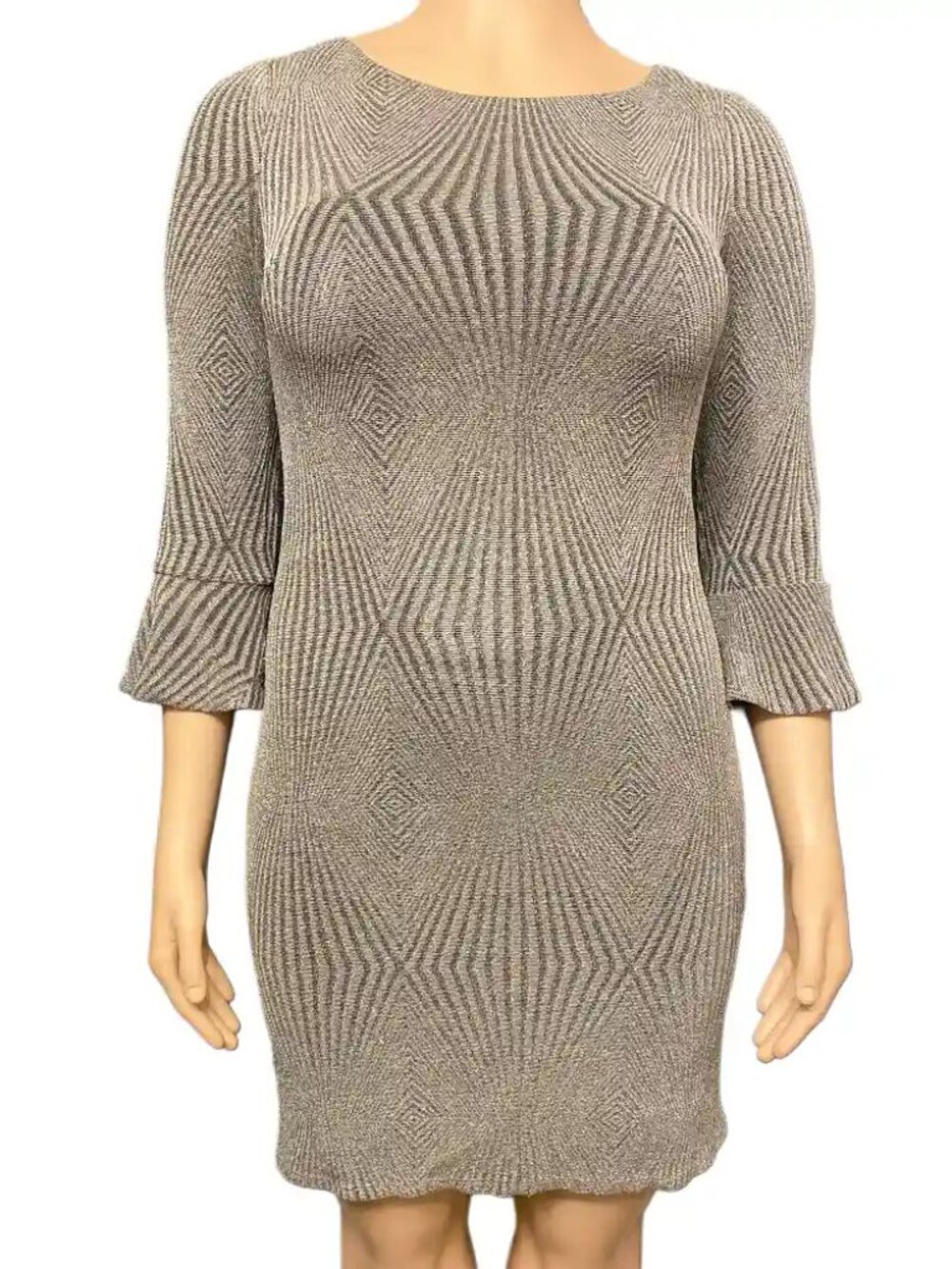 Jessica Howard Metallic Dress Gray Bell Sleeve - Picture 2 of 7
